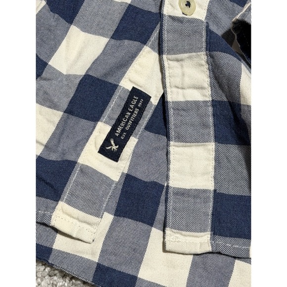 American Eagle Women's‎ Dress Long Sleeve Button Up Down Sz Small Blue Checkered - Picture 2 of 6